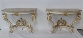 Pair 20th C. Italian Painted Console Tables