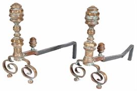 Pair of 19th Century Brass Andirons