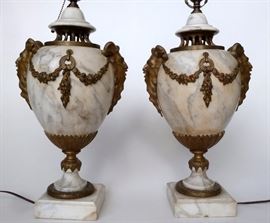 Pair Louis XVI Style Marble Urns
