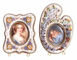 Pair of Micro Mosaic Framed Miniature Paintings