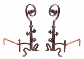 Pair of Scrolled Andirons