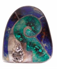 Peruvian Sterling Silver Pendant Pin by Laffi