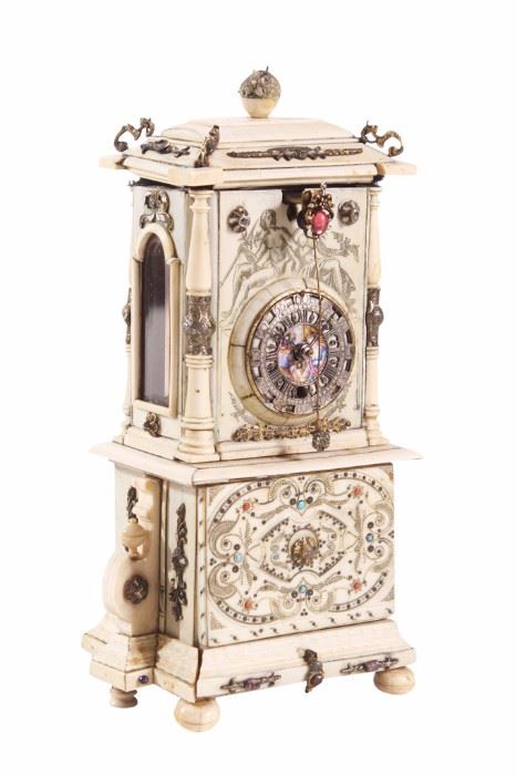 Vienna Miniature Ivory Cabinet Clock