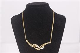 Yellow Gold and Diamond Baguette Necklace