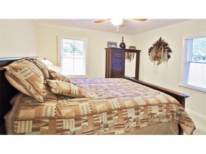 Mission-style 3 piece queen bedroom suite as pictured (includes linens) for ONLY $875