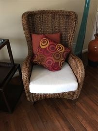 Wicker Chairs w/cushion and pillows ==> $150 each OR $250 for both 'as-is'; Stacking Tables prices vary from $50 and up OR but all for $200