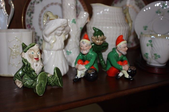 Belleek assortment as well as some Leprechauns! (Don't take your eyes off of them!)