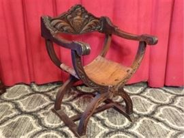 VINTAGE GOTHIC SAVONAROLA STYLE ARMCHAIR