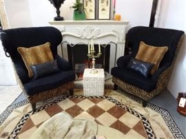 PAIR NEIMAN MARCUS WING CHAIRS