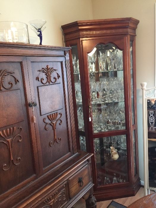 Left:  China carved cabinet.  Part of dining suite.