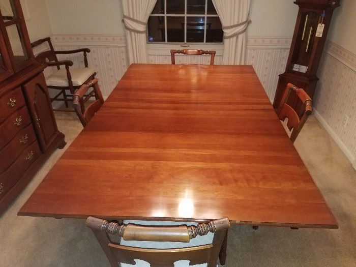 Solid Wood drop leaf dining room set with 6 chairs. 