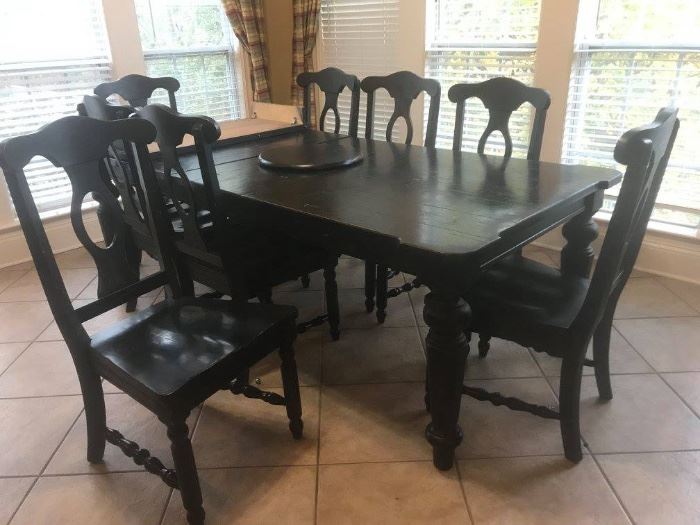 #9	Black Distressed Table w/2 leaves   72-108x44x30	 $1,000.00 	