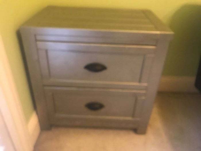 #28	Silver Painted Pine 2 drawer end table  24x16x24	 $75.00 	