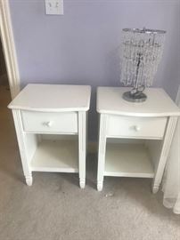 #43	(2) White Nightstand Tables as is  20x18x28  Each $100