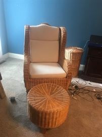 #62	wicker wing back chair/stool 	 $75.00 	