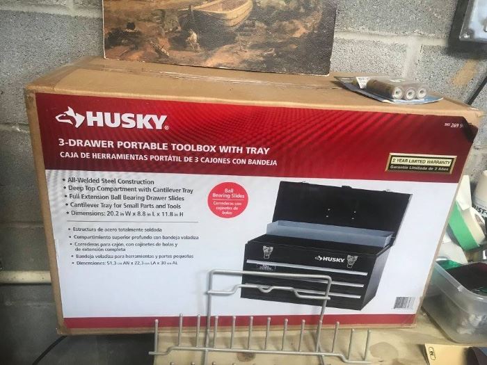 #72	Husky 3 drawer tool box w/tray  (new in box)	 $50.00 	