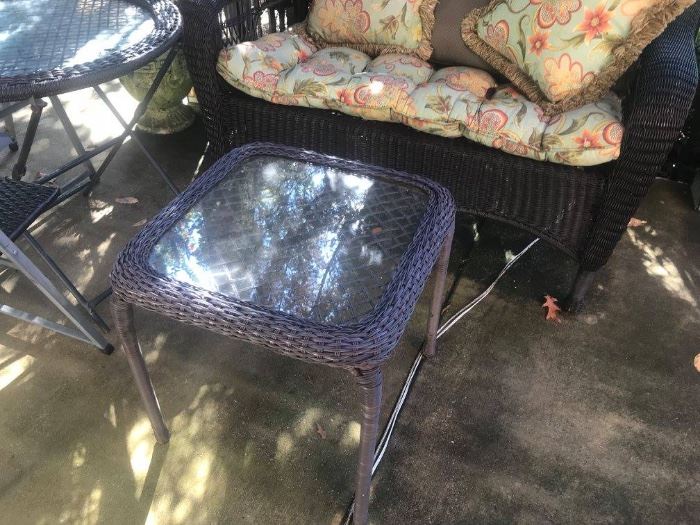 #84	Plastic w/glass Top End Table  20x20	 $20.00 	
