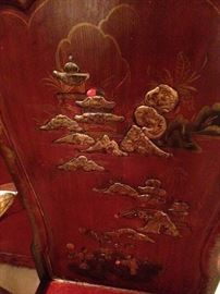 Detailed hand-carving on the side chair