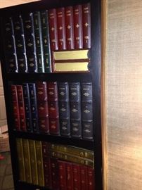 Some of the many leather bound books