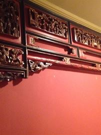 Impressive antique carved wood wall art
