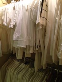 White blouses, sweaters, and jackets