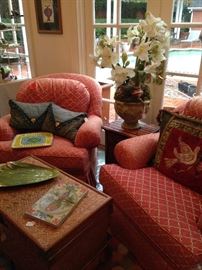 Matching upholstered club chairs