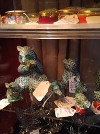 Hinged boxes and hand painted Herend animals
