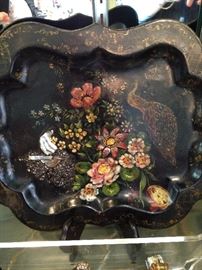 Hand-painted tray with mother-of pearl