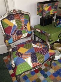 Hand-painted chair with coordinating lamp