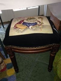 The queen/king frog needlepoint stool