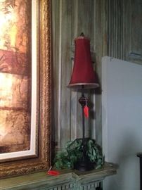 One of a pair of slender mantle lamps