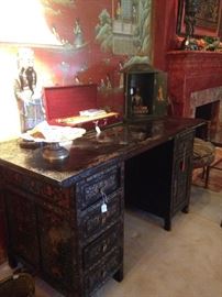 Incredible hand-painted Asian themed desk