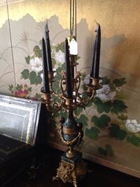 One of two Italian style lamps/candelabras