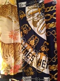 Salvatore Ferragamo scarf and Hermes scarf