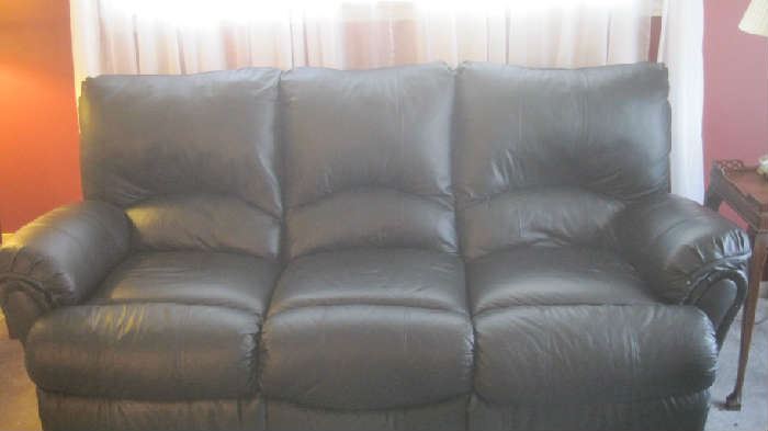  Lane black  double reclining sofa