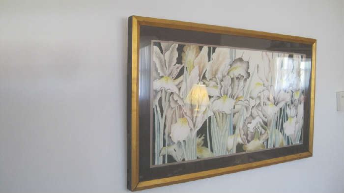 Large gold framed floral print