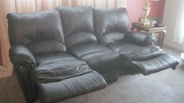 Lane black reclining double sofa