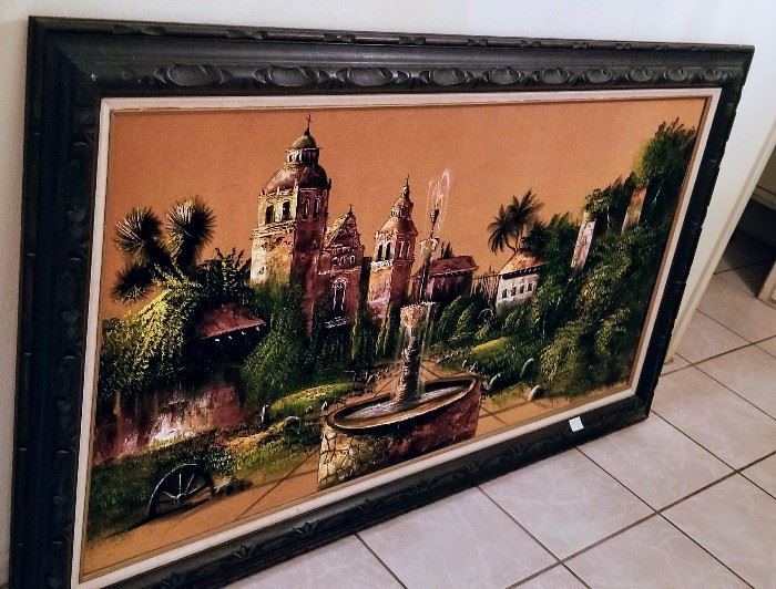 Framed Velvet Picture of Mexican City