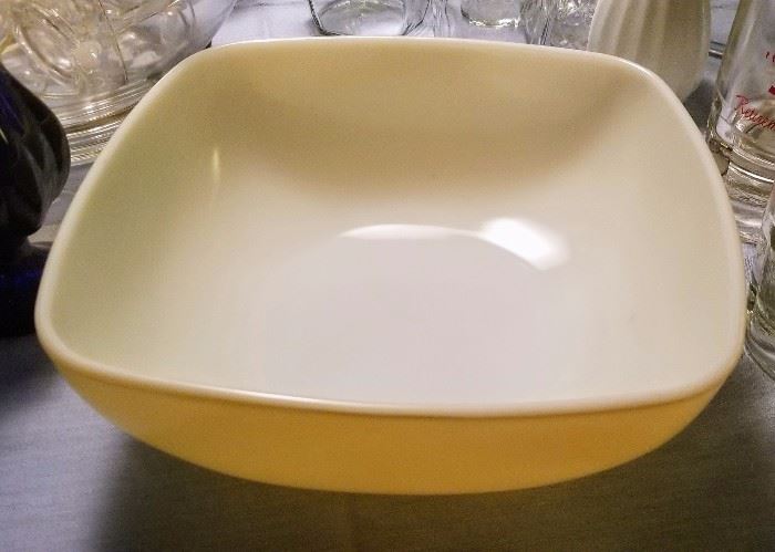 Vintage Pyrex yellow Square Hostess Serving Bowl