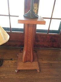Antique oak plant stand