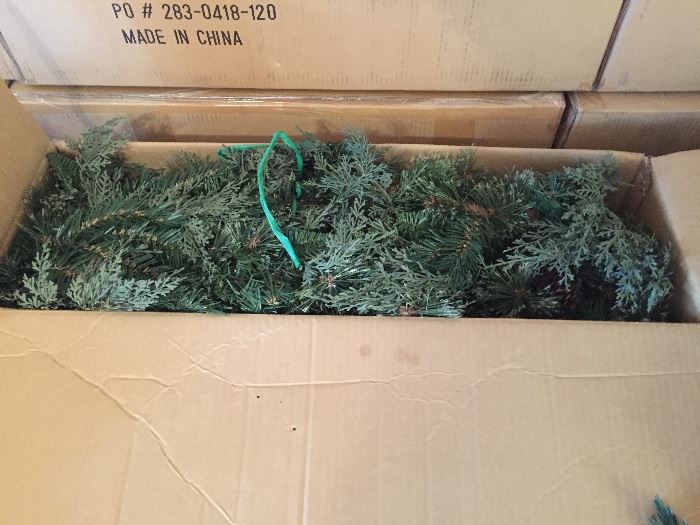 Many boxes of high quality garland