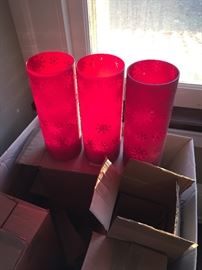 Set of 11 large red votives
