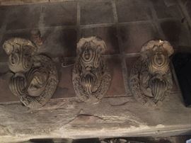 3 antique plaster wall lights