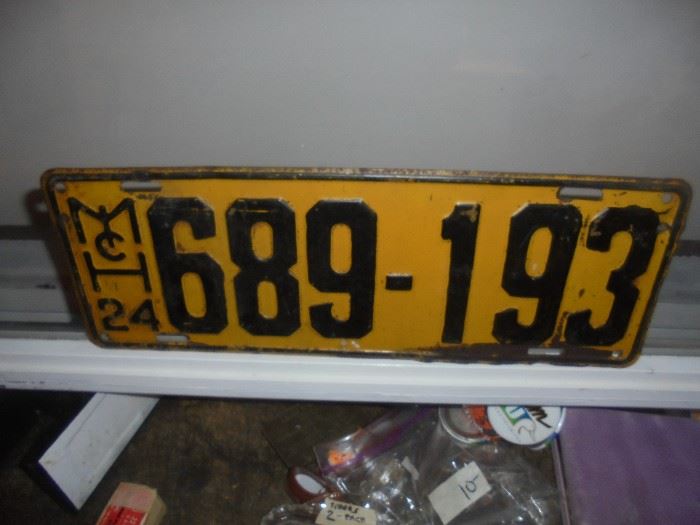 Antique large enamel license plate