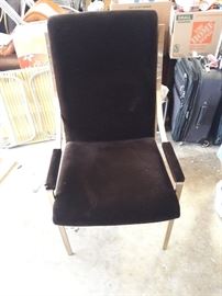 1 of 6 brown and gold dining chairs