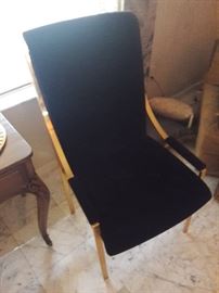 1 of 6 brown and gold dining chairs
