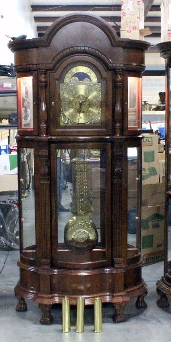 Ridgeway Clocks Lighted Curio Grandfather Clock, Includes 3 Weights, 2 Keys, and Owner's Manual, 38"W x 89"H