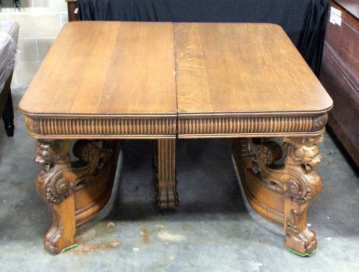 19th Century Italian Renaissance Carved Table with Griffin Heads and Paw Feet, Includes Hardware, 54"W x 32"H
