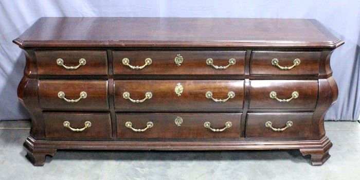 Century Furniture Bow Front Dresser, Dovetail Constructed Drawers, 74"W x 32"H x 19"D