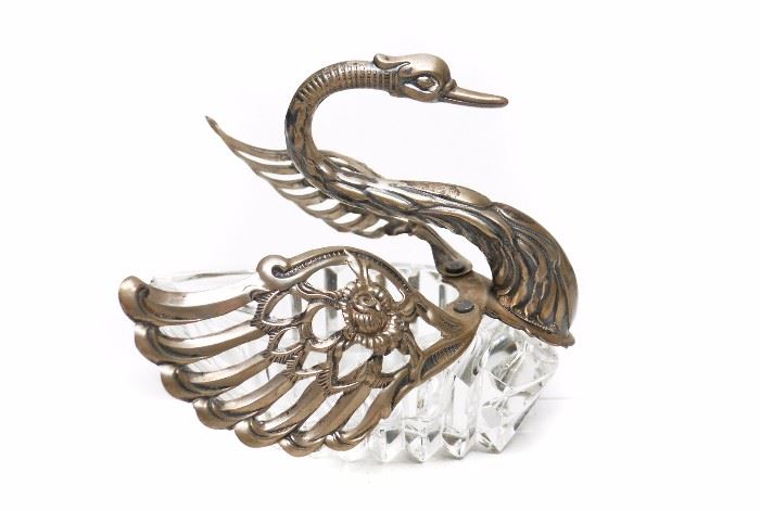 835 ALBO GERMAN SILVER MASTER SWAN SALT CELLAR